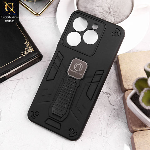 Realme C61 Cover - Black - Luxury Hybrid Shockproof Magnet Adsorption Stand Case