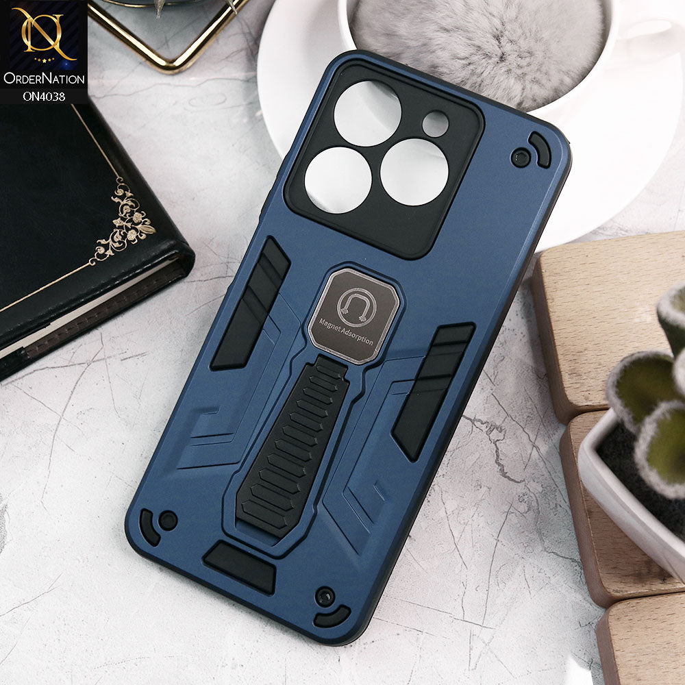 Realme C63 Cover - Midnight Blue - Luxury Hybrid Shockproof Magnet Adsorption Stand Case