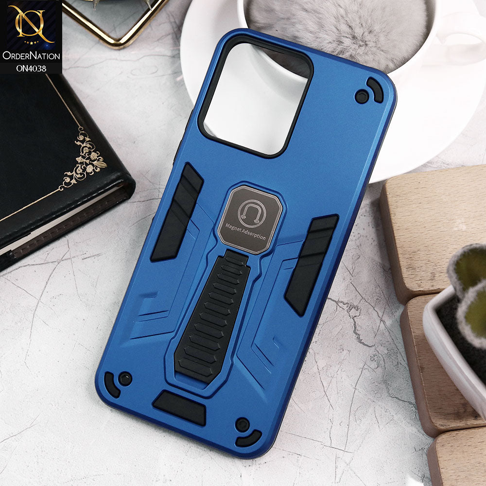 Xiaomi Redmi 12 Cover - Blue - Luxury Hybrid Shockproof Magnet Adsorption Stand Case