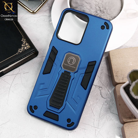 Xiaomi Redmi 12 Cover - Blue - Luxury Hybrid Shockproof Magnet Adsorption Stand Case