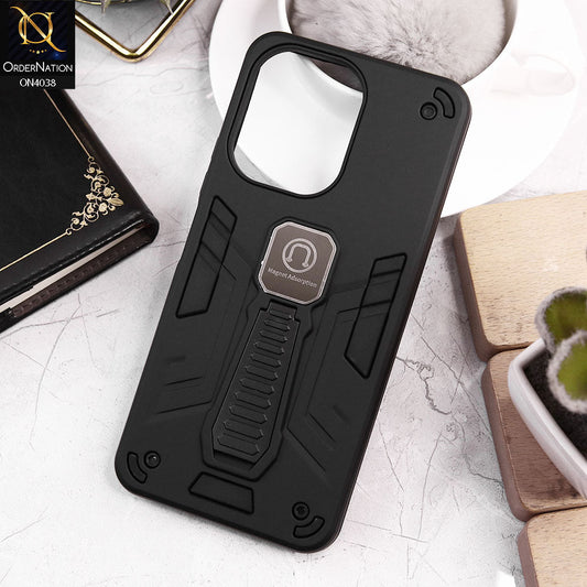 Xiaomi Poco C65 Cover - Black - Luxury Hybrid Shockproof Magnet Adsorption Stand Case