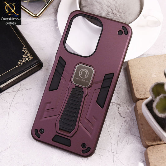 Xiaomi Poco C65 Cover - Burgundy - Luxury Hybrid Shockproof Magnet Adsorption Stand Case