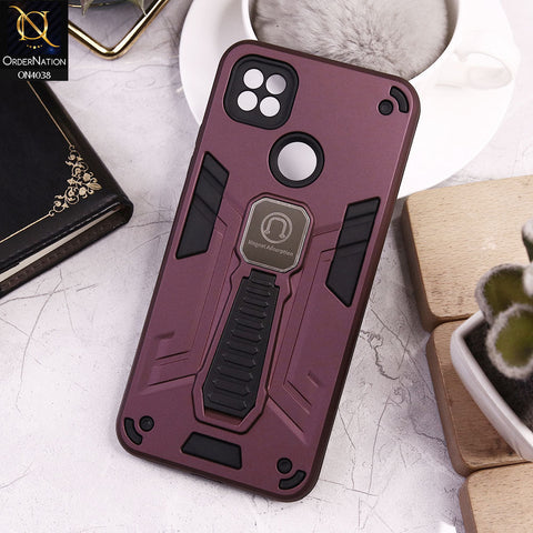 Xiaomi Redmi 9C Cover - Burgundy - Luxury Hybrid Shockproof Magnet Adsorption Stand Case