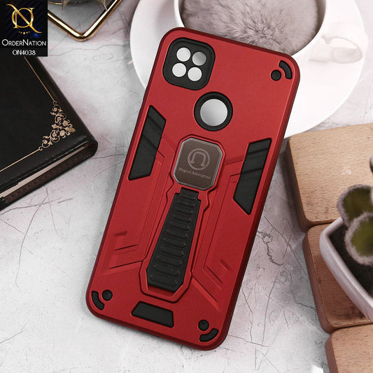 Xiaomi Redmi 10A Cover - Red - Luxury Hybrid Shockproof Magnet Adsorption Stand Case