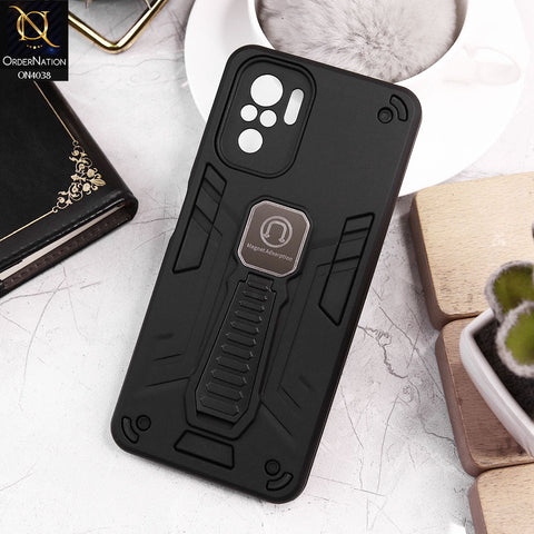 Xiaomi Redmi Note 10 4G Cover - Black - Luxury Hybrid Shockproof Magnet Adsorption Stand Case