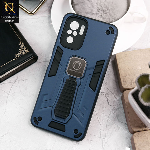 Xiaomi Redmi Note 10 4G Cover - Midnight Blue - Luxury Hybrid Shockproof Magnet Adsorption Stand Case