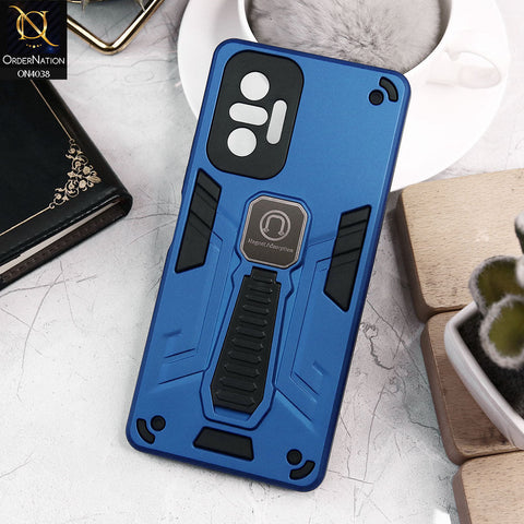 Xiaomi Redmi Note 10 Pro Max Cover - Blue - Luxury Hybrid Shockproof Magnet Adsorption Stand Case