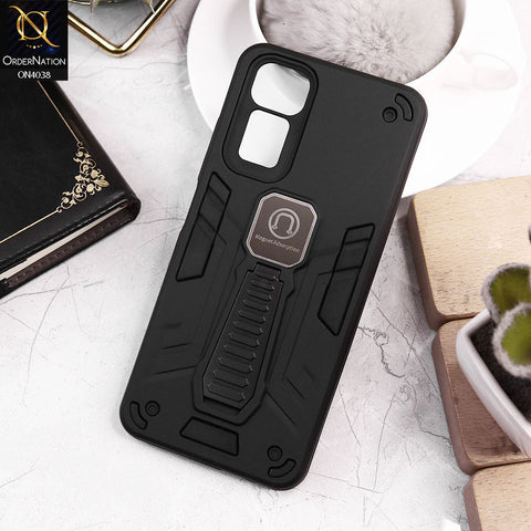 -Xiaomi Redmi Note 11 4G Cover - Black - Luxury Hybrid Shockproof Magnet Adsorption Stand Case