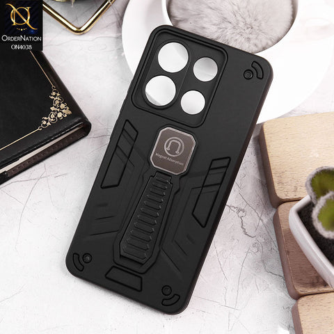 Xiaomi Redmi Note 13 Cover - Black - Luxury Hybrid Shockproof Magnet Adsorption Stand Case