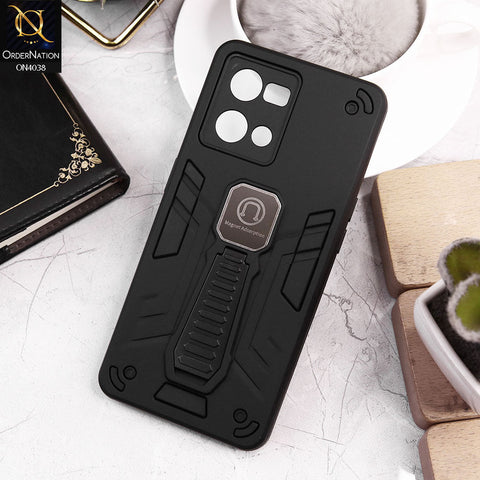 Oppo F21 Pro 4G Cover - Black - Luxury Hybrid Shockproof Magnet Adsorption Stand Case