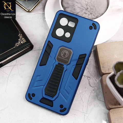 Oppo Reno 7 4G Cover - Blue - Luxury Hybrid Shockproof Magnet Adsorption Stand Case