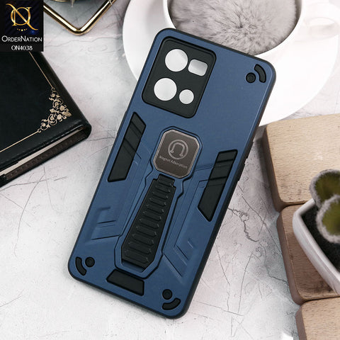 Oppo Reno 7 4G Cover - Midnight Blue - Luxury Hybrid Shockproof Magnet Adsorption Stand Case