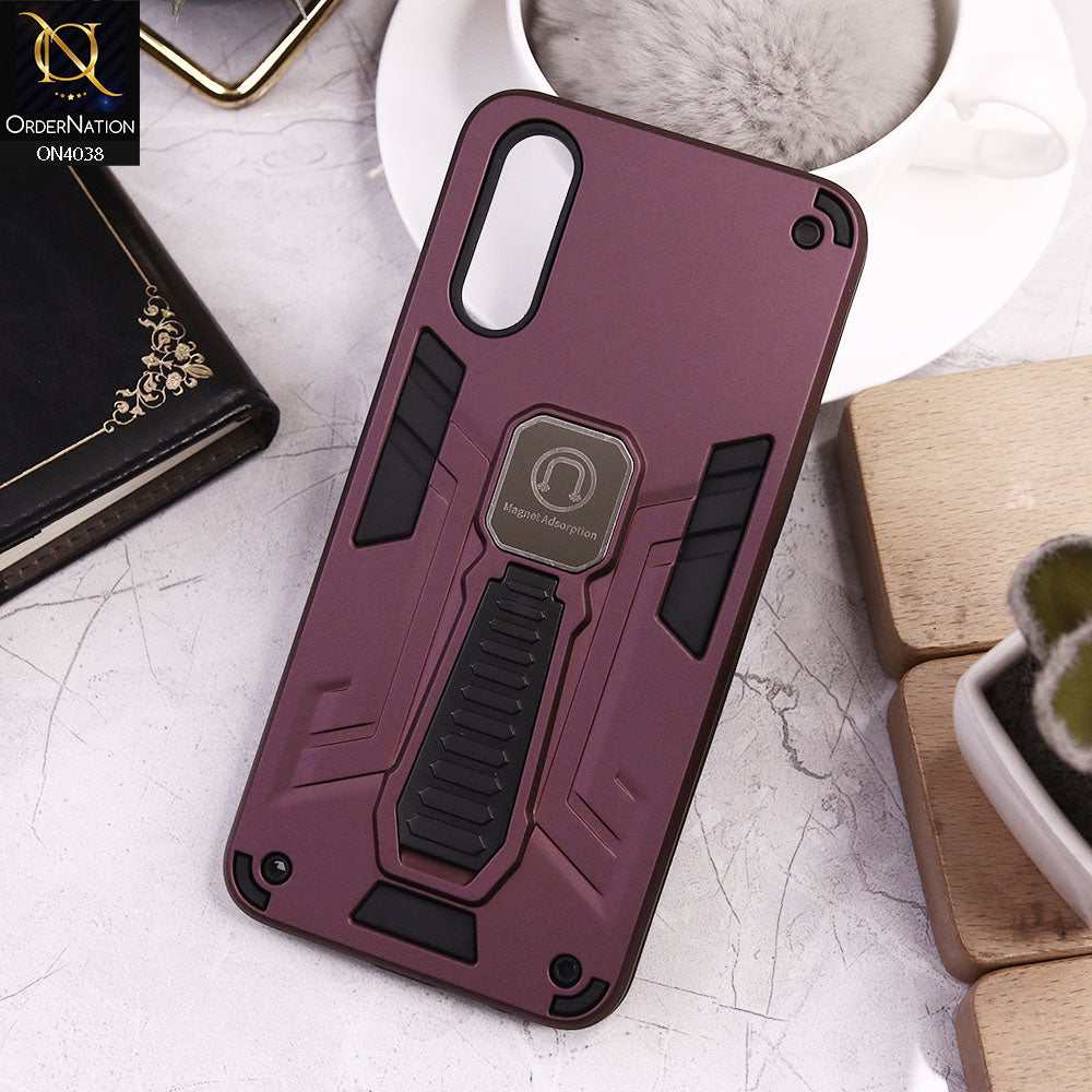 Vivo S1 Cover - Burgundy - Luxury Hybrid Shockproof Magnet Adsorption Stand Case