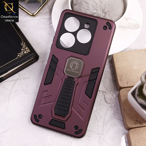 Tecno Spark Go 2024 Cover - Burgundy - Luxury Hybrid Shockproof Magnet Adsorption Stand Case