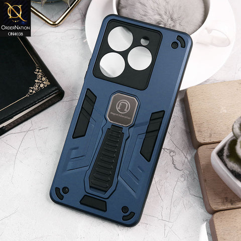 Itel P55 4G Cover - Midnight Blue - Luxury Hybrid Shockproof Magnet Adsorption Stand Case