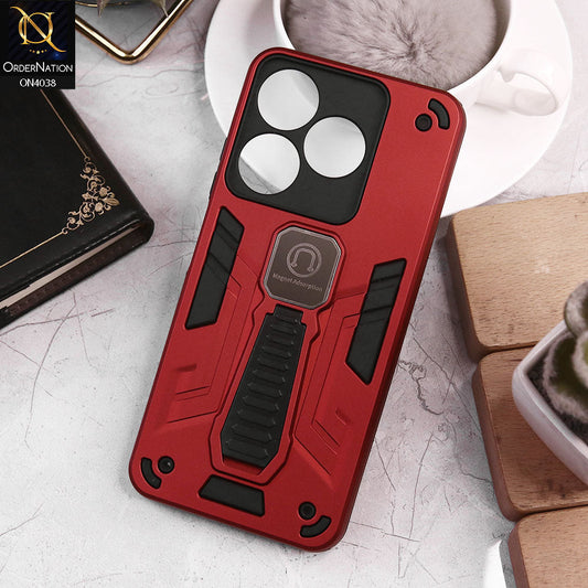 Tecno Spark 10 Cover - Red - Luxury Hybrid Shockproof Magnet Adsorption Stand Case