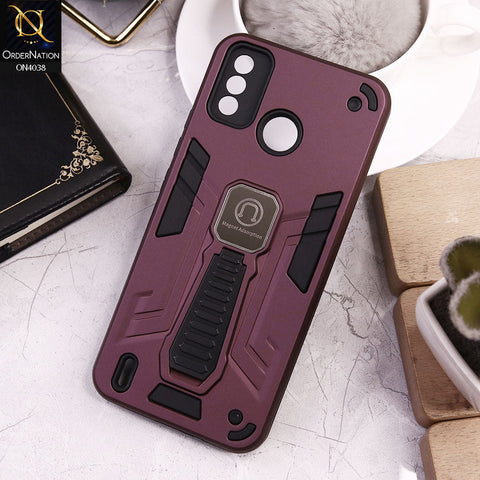 Tecno Spark Go 2020 Cover - Burgundy - Luxury Hybrid Shockproof Magnet Adsorption Stand Case