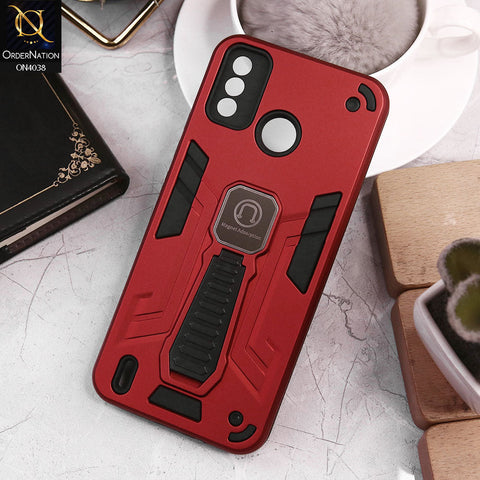 Tecno Spark 6 Go Cover - Red - Luxury Hybrid Shockproof Magnet Adsorption Stand Case