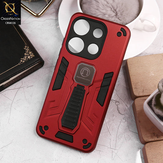 Tecno Spark Go 2023 Cover - Red - Luxury Hybrid Shockproof Magnet Adsorption Stand Case