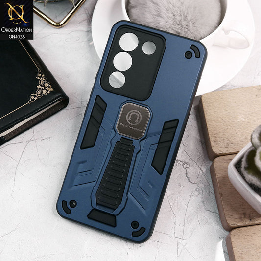 Vivo V29e Cover - Midnight Blue - Luxury Hybrid Shockproof Magnet Adsorption Stand Case