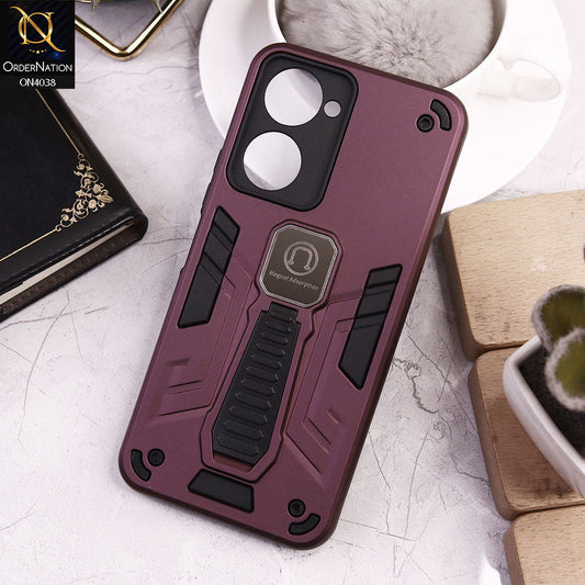 Vivo Y18 Cover - Burgundy - Luxury Hybrid Shockproof Magnet Adsorption Stand Case