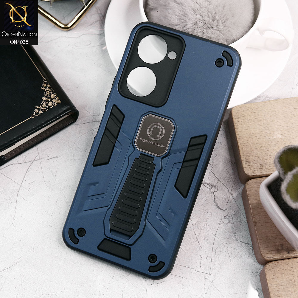 Vivo Y03 Cover - Midnight Blue - Luxury Hybrid Shockproof Magnet Adsorption Stand Case