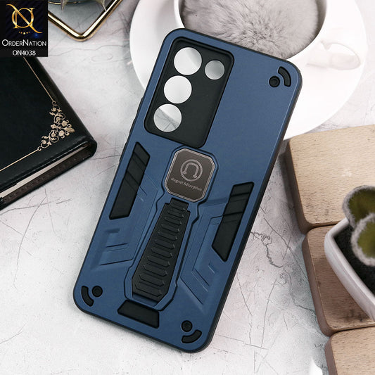 Vivo Y100 4G Cover - Midnight Blue - Luxury Hybrid Shockproof Magnet Adsorption Stand Case