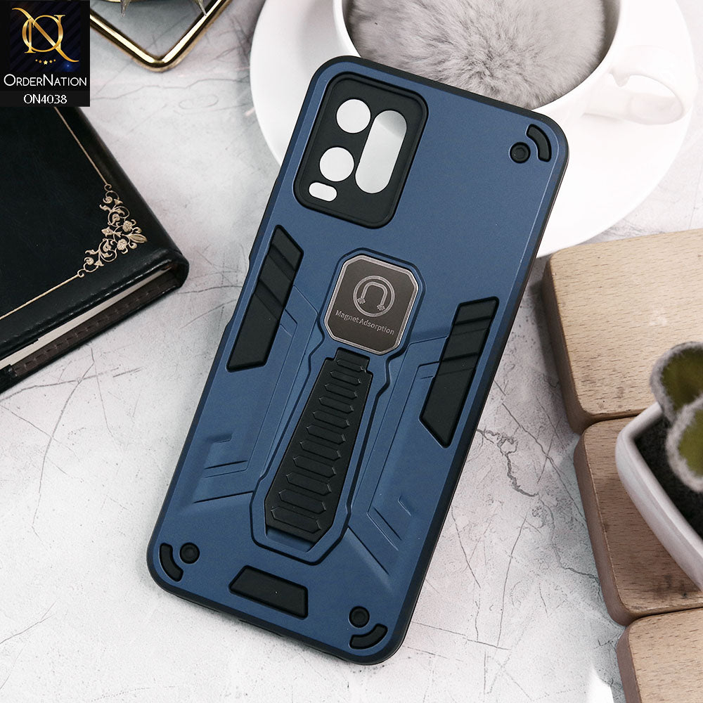 Vivo Y33s Cover - Midnight Blue - Luxury Hybrid Shockproof Magnet Adsorption Stand Case