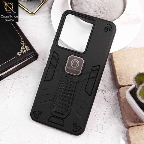 Vivo Y36 4G Cover - Black - Luxury Hybrid Shockproof Magnet Adsorption Stand Case