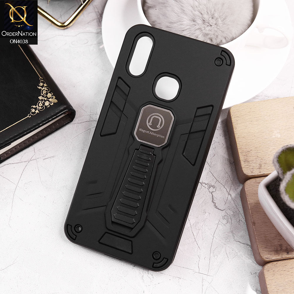 Vivo Y91 / Y95 Cover - Black - Luxury Hybrid Shockproof Magnet Adsorption Stand Case