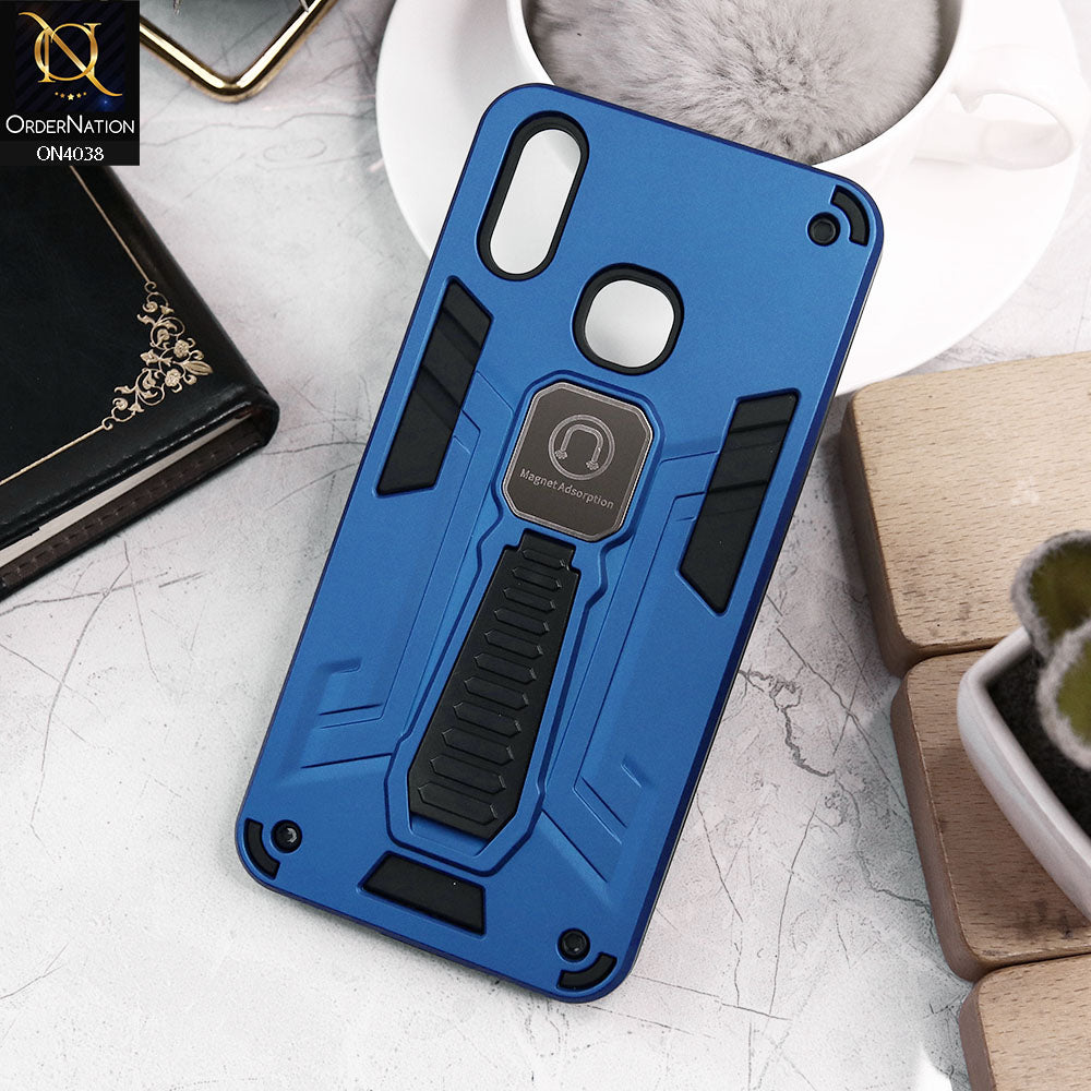 Vivo Y91 / Y95 Cover - Blue - Luxury Hybrid Shockproof Magnet Adsorption Stand Case