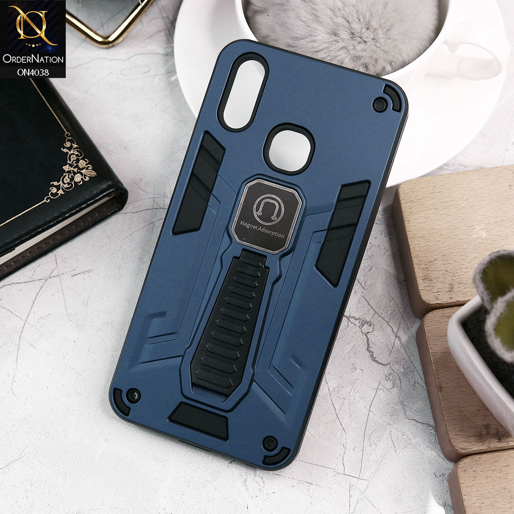 Vivo Y91 / Y95 Cover - Midnight Blue - Luxury Hybrid Shockproof Magnet Adsorption Stand Case