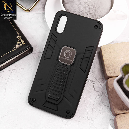 Vivo Y91C Cover - Black - Luxury Hybrid Shockproof Magnet Adsorption Stand Case