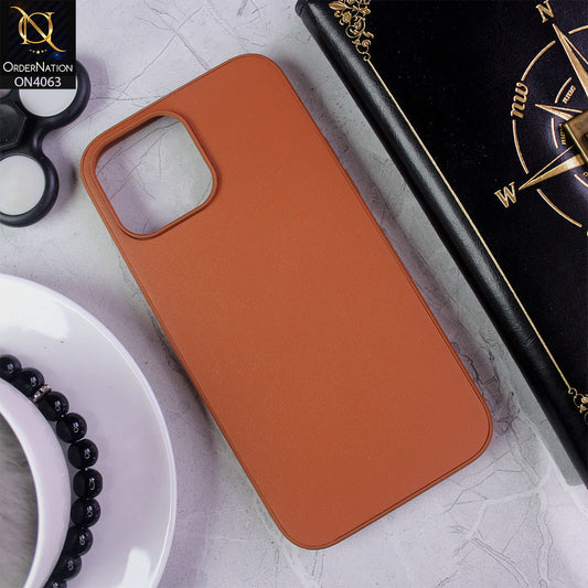 Luxury Bumper Case for iPhone 13 Pro - Orange - Smooth Leather