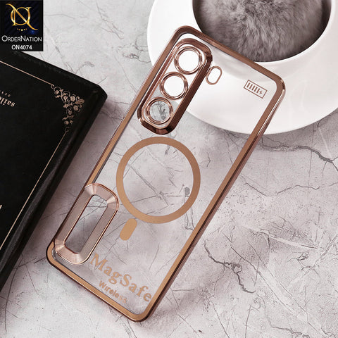 Infinix Hot 50 4G Cover - Golden - Electroplated Shiny Borders Soft Silicone Camera Protection Clear Case