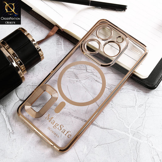 Infinix Hot 40i Cover - Golden - Electroplated Shiny Borders Soft Silicone Camera Protection Clear Case