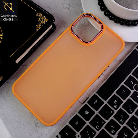 iPhone 12 Pro Max Cover - Orange - Pc + Tpu Anti Scratch Space II Collection With Fancy Camera Ring Soft Case