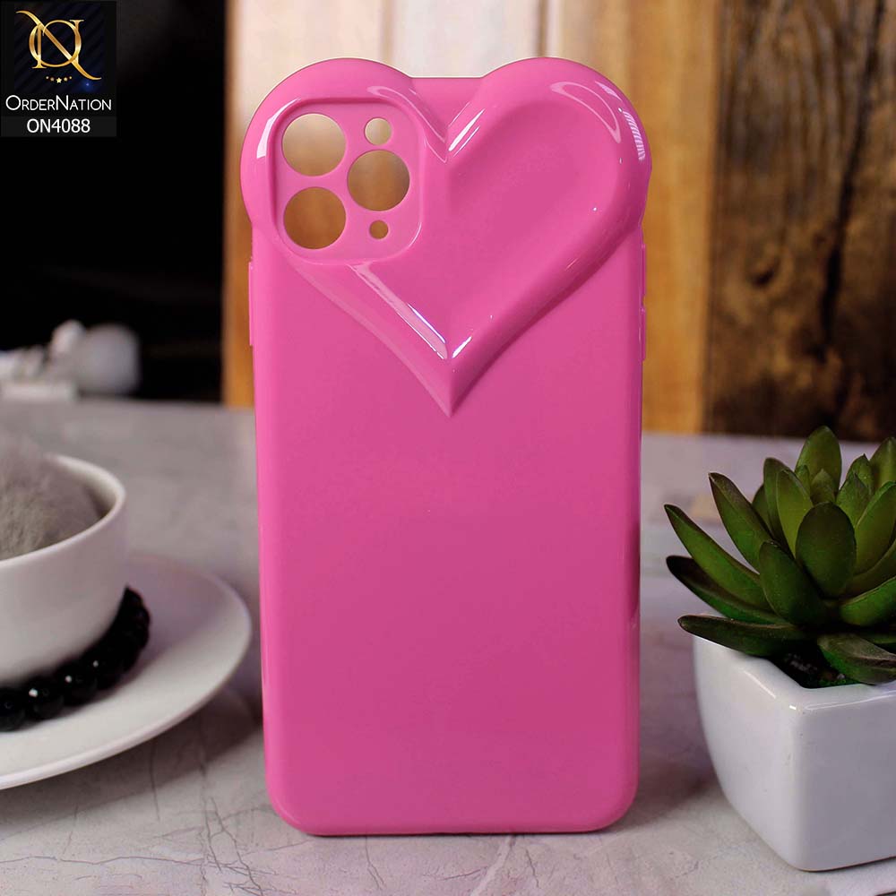 iPhone 11 Pro Max Cover - Pink - Love Heart Shape Cute Glossy Soft Tpu Shockproof Case