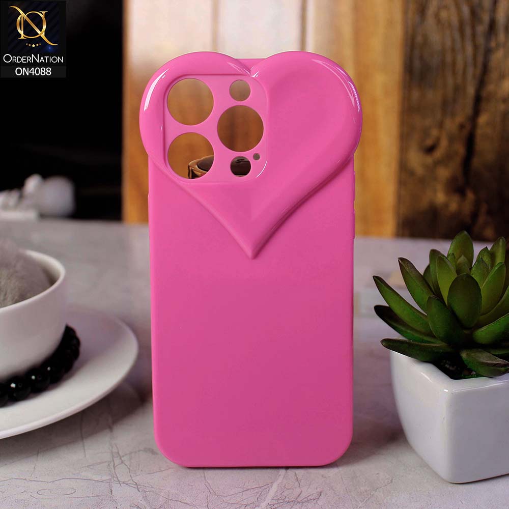 iPhone 13 Pro Max Cover - Pink - Love Heart Shape Cute Glossy Soft Tpu Shockproof Case
