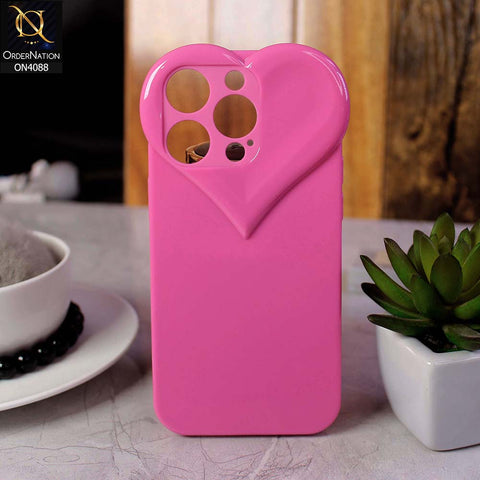 iPhone 14 Pro Cover - Pink - Love Heart Shape Cute Glossy Soft Tpu Shockproof Case