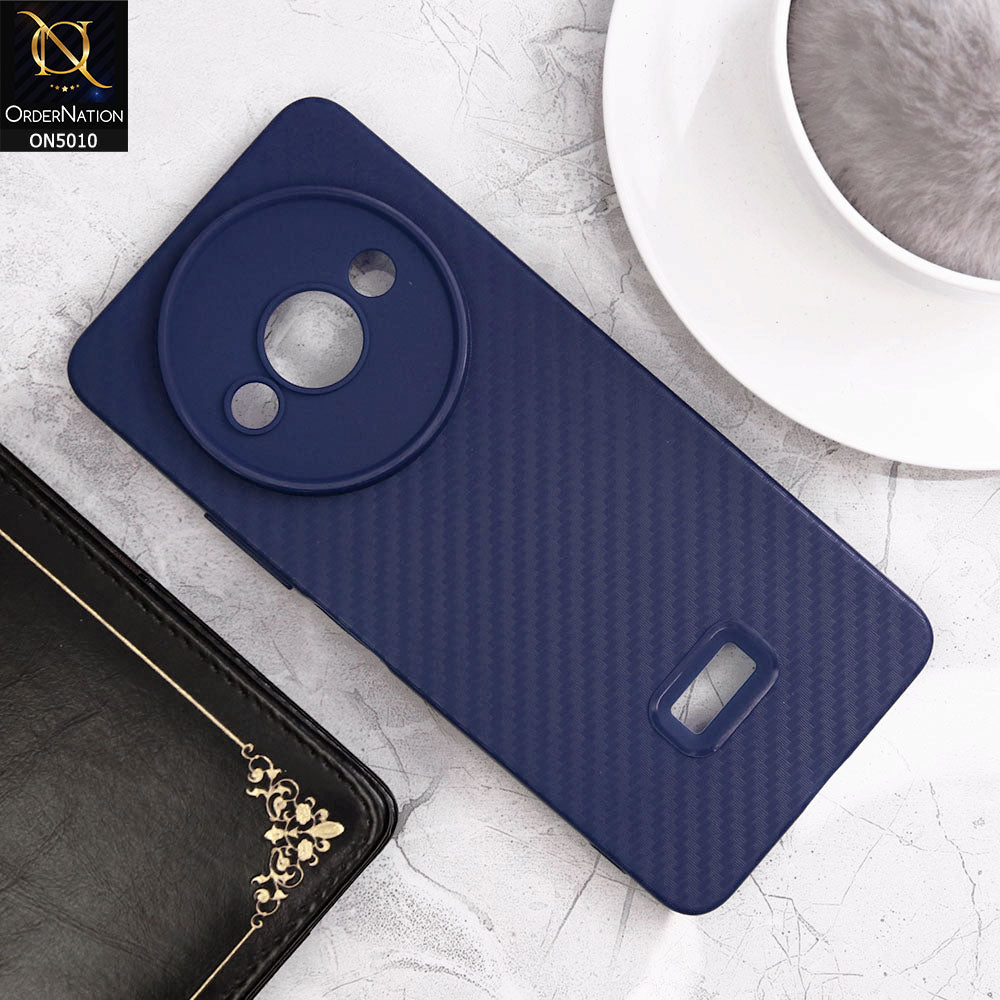 Xiaomi Redmi A3 Cover - Blue- New Carbon Fiber Ultra Thin Matte Soft Case With Logo Hole