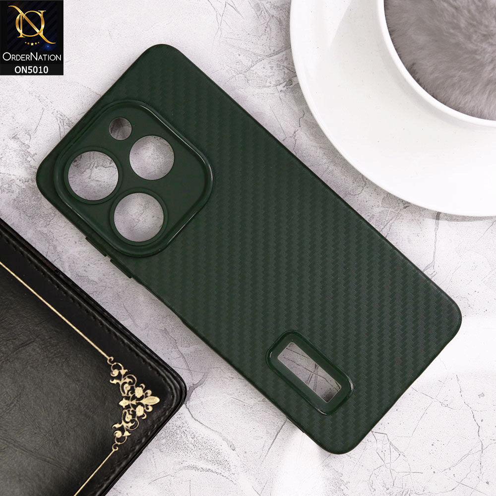 Tecno Spark 20 Cover - Green- New Carbon Fiber Ultra Thin Matte Soft Case With Logo Hole