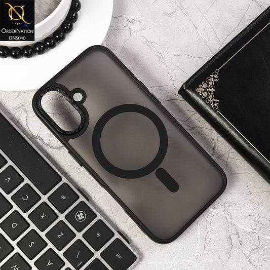 iPhone 16 Plus - Black - Magnetic Collection Color Matte Semi Transparent Soft Border Magsafe Case