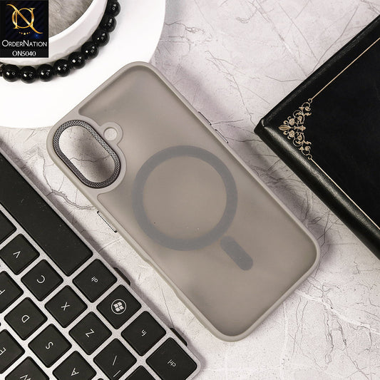 iPhone 16 Plus - Gray - Magnetic Collection Color Matte Semi Transparent Soft Border Magsafe Case