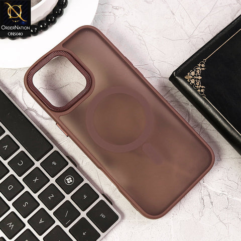 iPhone 16 Pro - Brown - Magnetic Collection Color Matte Semi Transparent Soft Border Magsafe Case