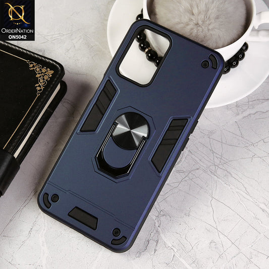 Oppo A54 4G Cover - Midnight Blue - New Dual PC + TPU Hybrid Style Protective Soft Border Case With Kickstand Holder