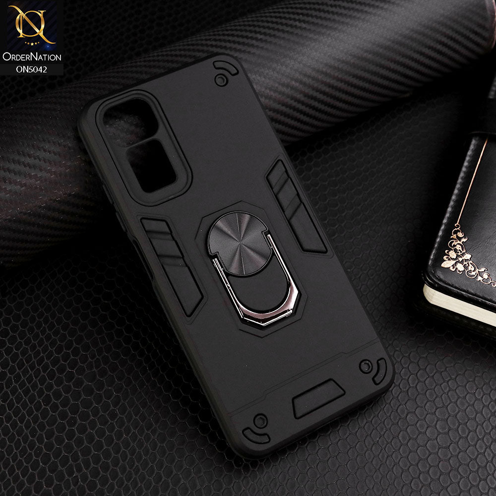 Xiaomi Redmi Note 11 4G Cover - Black - New Dual PC + TPU Hybrid Style Protective Soft Border Case With Kickstand Holder