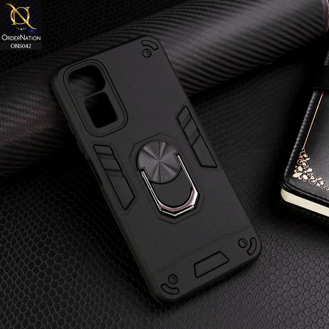 Xiaomi Redmi Note 11 4G Cover - Black - New Dual PC + TPU Hybrid Style Protective Soft Border Case With Kickstand Holder