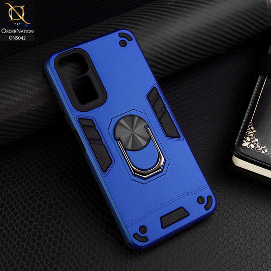 Xiaomi Redmi Note 11 4G Cover - Blue - New Dual PC + TPU Hybrid Style Protective Soft Border Case With Kickstand Holder