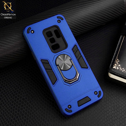 Samsung Galaxy S9 Plus Cover - Blue - New Dual PC + TPU Hybrid Style Protective Soft Border Case With Kickstand Holder